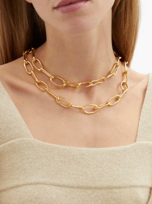 SOPHIE BUHAI Roman double chain-link 18kt gold-vermeil choker – contemporary layered chunky chokers - flipped