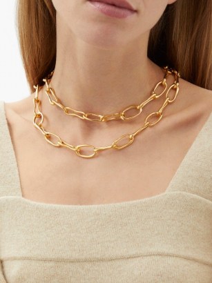 SOPHIE BUHAI Roman double chain-link 18kt gold-vermeil choker – contemporary layered chunky chokers