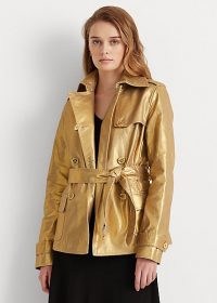 Lauren Metallic Twill Trench Coat. LUXE GOLD COATS