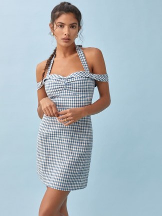 REFORMATION Sanford Linen Dress / blue check dresses / women’s vintage style summer fashion