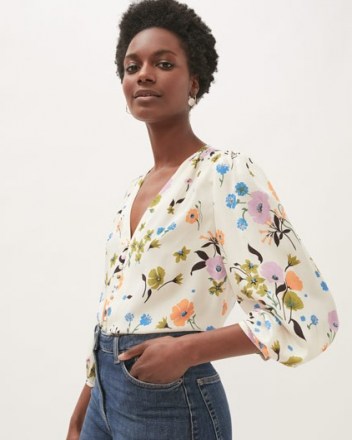 JIGSAW SILK VINTAGE POSY BLOUSE / floral blouses - flipped