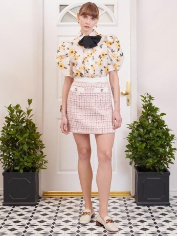 SISTER JANE FIFTY-THREE ROSE LANE Admirer Tweed Mini Skirt Ivory and Blush Pink - flipped