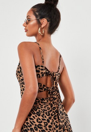 MISSGUIDED stone leopard print cami tie back midi dress