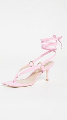Stuart Weitzman Lalita 75 Sandals in India Pink – wraparound ankle tie sandal - flipped