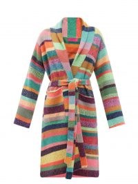 THE ELDER STATESMAN Super Soft striped cashmere robe – longline multicoloured rainbow stripe cardigan