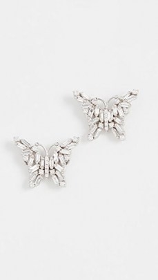 Suzanne Kalan 18k White Gold Fireworks Small Butterfly Stud Earrings – luxe jewellery - flipped