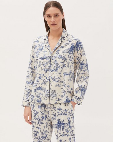 JIGSAW TOILE DE JOUY PYJAMA SHIRT / printed pyjamas / andimal and floral print PJs - flipped