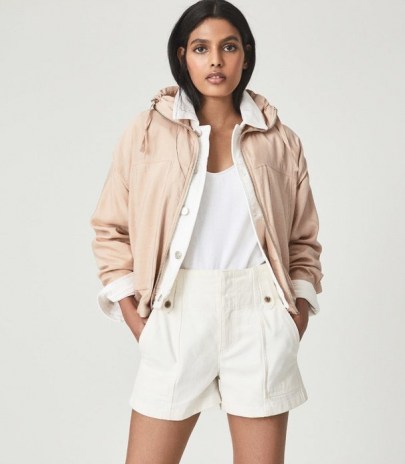 REISS TOMY LIGHTWEIGHT BOMBER JACKET PINK ~ luxe casual jackets - flipped