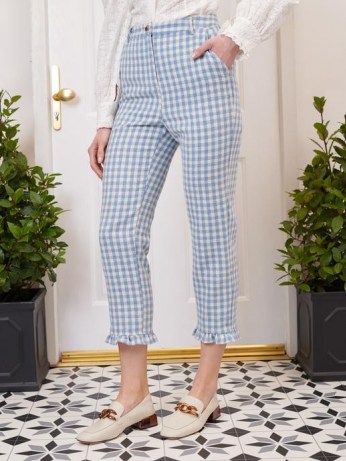 sister jane Postmark Gingham Tailored Trousers / checked cropped hem summer pants