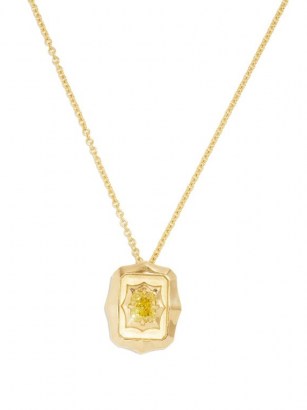 Yellow diamond pendant necklaces | JADE TRAU Vanguard Radiant diamond & 18kt gold necklace - flipped