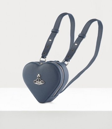 Vivienne Westwood JOHANNA HEART MINI BACKPACK BLUE – small designer backpacks – hearts