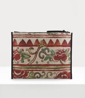 Vivienne Westwood ELENA POUCH BEIGE | floral clutch bags - flipped