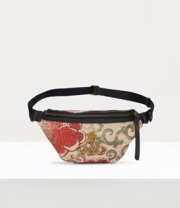 Vivienne Westwood HILARY SMALL BUMBAG BEIGE | printed floral bum bag | belt bags - flipped