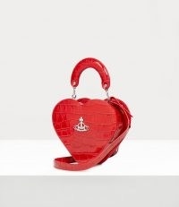 Vivienne Westwood JOSEPHINE HEART CROSSBODY BAG RED – croc embossed top handle bags – hearts