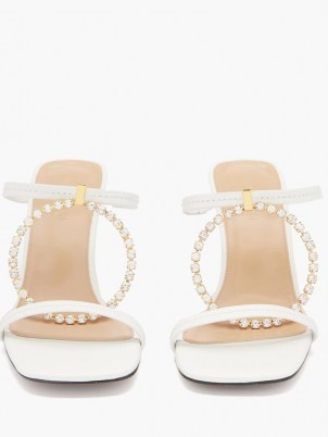 JW ANDERSON Crystal-embellished square-toe white-leather sandals ~ luxe mules - flipped