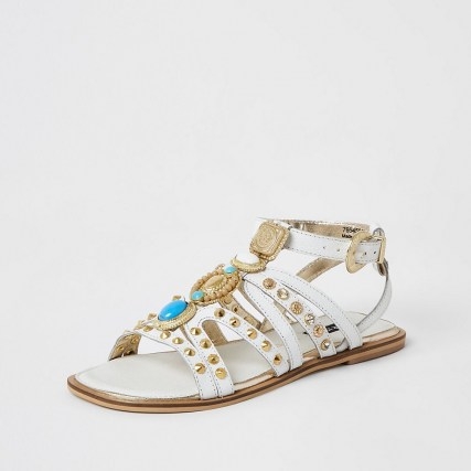 River Island White embellished gladiator sandals | summer gladiators - flipped
