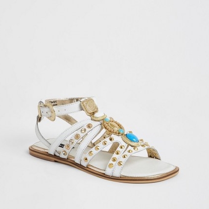 River Island White embellished gladiator sandals | summer gladiators
