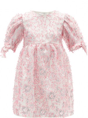 CECILIE BAHNSEN Hadwig sequinned organza mini dress ~ feminine voluminous dresses covered in pink sequins - flipped