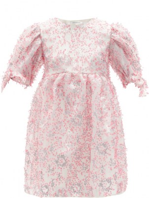 CECILIE BAHNSEN Hadwig sequinned organza mini dress ~ feminine voluminous dresses covered in pink sequins