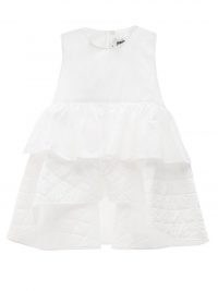 NOIR KEI NINOMIYA Quilted-peplum cotton top ~ white voluminous sleeveless tops