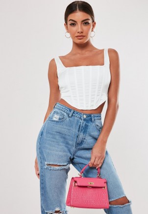 MISSGUIDED white satin corset top