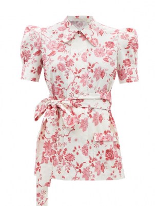 THE VAMPIRE’S WIFE The Persuasion floral-print belted cotton blouse | puff sleeve tie waist blouses - flipped