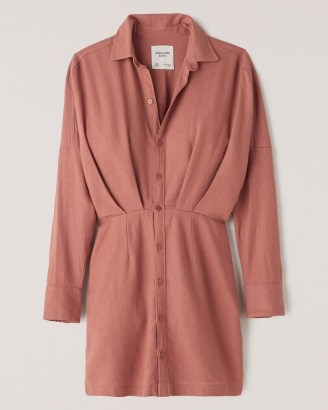 Abercrombie & Fitch Linen Shirt Dress | classic collar | slim-fitting shirt dress - flipped