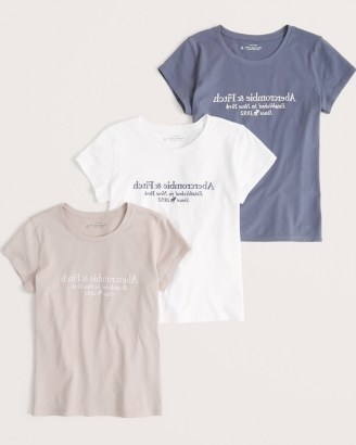 Abercrombie & Fitch 3-Pack Short-Sleeve Logo Tee | embroidered logo - flipped
