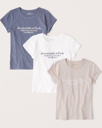 Abercrombie & Fitch 3-Pack Short-Sleeve Logo Tee | embroidered logo