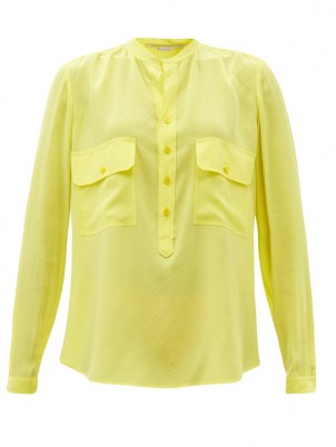 STELLA MCCARTNEY Estelle yellow dotted-jacquard blouse – bright utility blouses - flipped