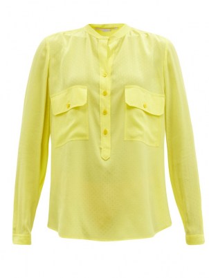STELLA MCCARTNEY Estelle yellow dotted-jacquard blouse – bright utility blouses