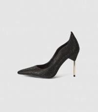 REISS ZHANE COURT EMBELLISHED POINT TOE HEELS BLACK ~ glittering high heel sculpted courts