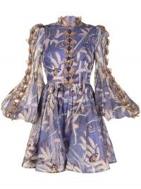 Zimmermann 3D butterfly detail flared dress. HIGH NECK BALLOON SLEEVE DRESSES. BUTTERFLIES