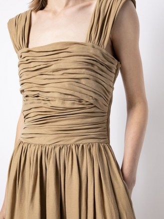 Altuzarra Charley floor-length dress – cotton sleevless ruched-bodice maxi dresses - flipped