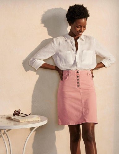 Boden Amelie Girlfriend Skirt Pale Pink Wash | A-line denim skirts - flipped