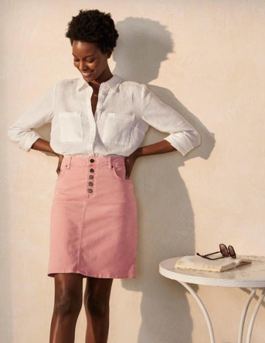 Boden Amelie Girlfriend Skirt Pale Pink Wash | A-line denim skirts