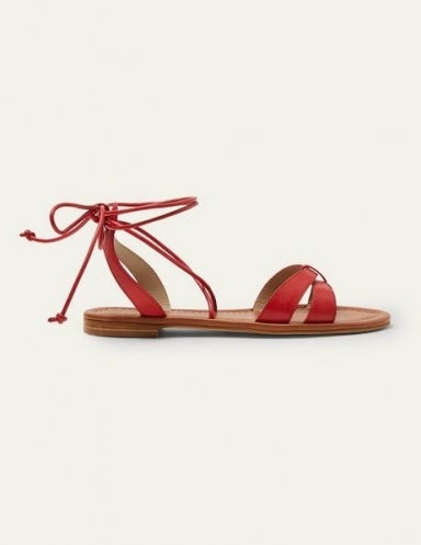 Boden Amelie Sandals | red strappy summer flats - flipped