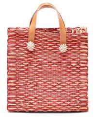 HEIMAT ATLANTICA Amor large tote basket bag / red woven shell embellished summer bags