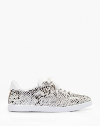 PAIGE Amy in Black Gold Snake | sports luxe leather sneakers - flipped