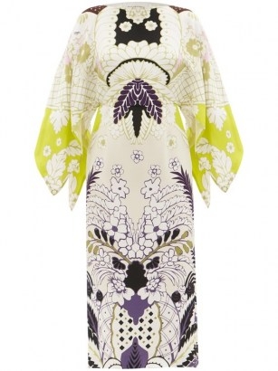 VALENTINO Arazzo-print silk-cady midi dress / kimono sleeve dresses - flipped