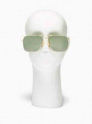 LINDA FARROW Asher aviator 22kt gold-plated titanium sunglasses | women’s large square shaped aviators - flipped