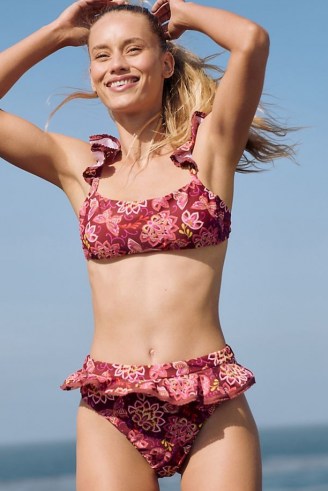 Anthropologie Fantasy Ruffled Bikini Top / floral frill strap bikinis / beachwear
