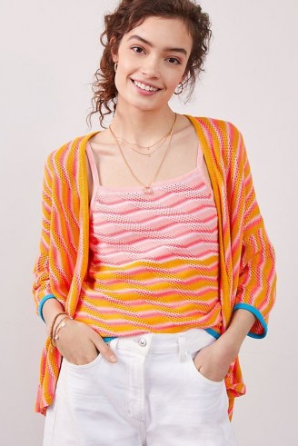 Maeve Sunrise Cami and Cardigan Set | bright knitted fashion sets | camisoles and cardigans - flipped