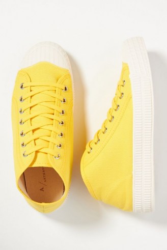 ANTHROPOLOGIE Canvas Tennis Trainers Yellow ~ bright lace up sneakers