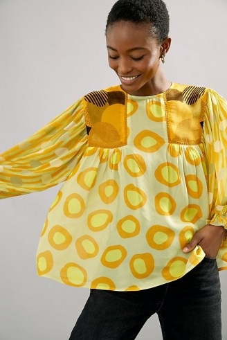 Bl-nk Miranda Peasant Blouse – yellow balloon sleeve blouses