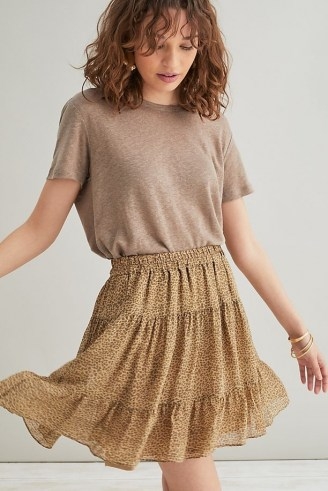 Selected Femme Firenze Skirt Sand | leopard print frill hem mini skirts - flipped