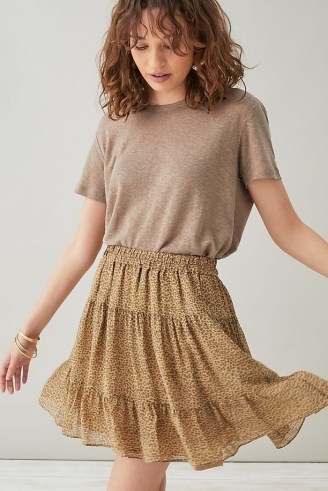 Selected Femme Firenze Skirt Sand | leopard print frill hem mini skirts