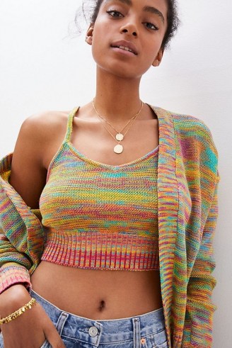 Maeve Rainbow Space-Dyed Cardi and Tank Set | knitted crop top and cardigan sets - flipped