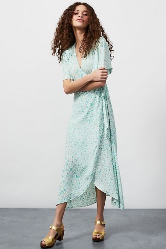 Fabienne Chapot Archana Wrap Midi Dress Light Green – heart print summer dresses with an asymmetrical hemline