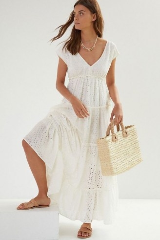 Anthropologie Susie Tiered Eyelet Maxi Dress – effortless summer style fashion - flipped